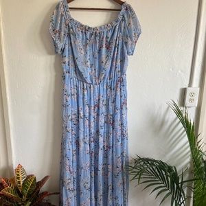 Blue Floral Print Dress
